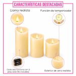 Vela LED (luz cálida) símil cera x 3 - control remoto - Image 4