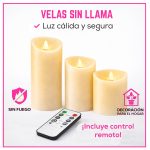 Vela LED (luz cálida) símil cera x 3 - control remoto - Image 5