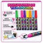 Marcador Fluor Para Pizarra Led 8 Colores Tinta Seca - Imagen 5