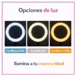 Aro De Luz LED Profesional 3 Tonos Luz Con Trípode Y Accesorios 45 cm - Imagen 7
