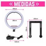 Aro De Luz LED Profesional 3 Tonos Luz Con Trípode Y Accesorios 45 cm - Imagen 3