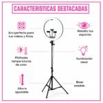 Aro De Luz LED Profesional 3 Tonos Luz Con Trípode Y Accesorios 45 cm - Imagen 6