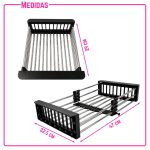 Escurridor acero inoxidable extensible de bacha para vajilla frutas verduras - Image 2