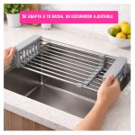 Escurridor acero inoxidable extensible de bacha para vajilla frutas verduras - Image 8