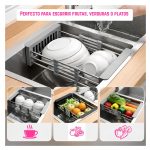 Escurridor acero inoxidable extensible de bacha para vajilla frutas verduras - Image 7