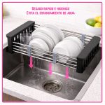 Escurridor acero inoxidable extensible de bacha para vajilla frutas verduras - Image 3