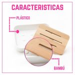 Kit para Baño x4 Dispenser de jabón Vaso Jabonera Porta Cepillo Plástico y Bambú - Image 5