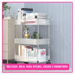 Carrito de almacenamiento con ruedas 3 niveles de acrílico - Image 9