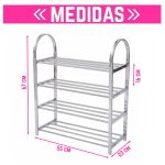 Zapatero de 4 niveles estantería aluminio plateado - Image 2