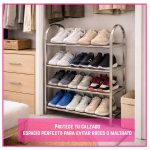 Zapatero de 4 niveles estantería aluminio plateado - Image 6