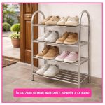 Zapatero de 4 niveles estantería aluminio plateado - Image 4