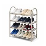 Zapatero de 4 niveles estantería aluminio plateado - Image 7