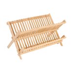 Escurridor para vajilla plegable de bambú - Image 2