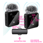 Micrófonos Corbateros Inalámbricos con Esponjas Antiviento Iphone y Android - Image 3