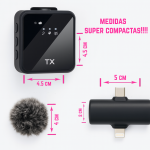 Micrófonos Corbateros Inalámbricos con Esponjas Antiviento Iphone y Android - Image 2