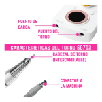 Torno Inalámbrico Recargable de uñas colores pastel - Image 5