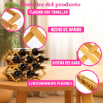 Bodega Cava de Bambu Plegable para 10 Botellas de Vino - Image 3