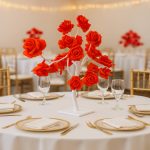 Centro de Mesa Rosas Artificiales con Luces Led USB 50cm - Image 8