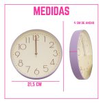 Reloj de Pared Vintage 21,5cm Fondo Crema Números Dorados - Image 3