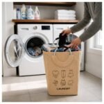Canasto Organizador de Ropa Sucia de Tela Plegable para Lavandería - Imagen 11