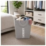Canasto Organizador de Ropa Sucia de Tela Plegable para Lavandería - Imagen 10