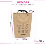 Canasto Organizador de Ropa Sucia de Tela Plegable para Lavandería - Imagen 2