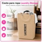 Canasto Organizador de Ropa Sucia de Tela Plegable para Lavandería - Imagen 6