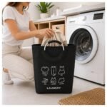 Canasto Organizador de Ropa Sucia de Tela Plegable para Lavandería - Imagen 9