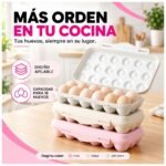 Huevera Plástica para 18 Huevos con Tapa con Cierre Seguro - Imagen 5