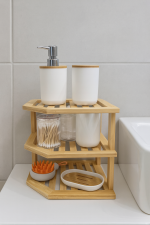 Estante esquinero bambú 3 niveles multiusos para baño cocina