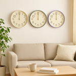 Reloj de Pared Vintage 21,5cm Fondo Crema Números Dorados - Image 2