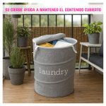 Cesto Organizador de Ropa Sucia con Manijas Plegable Redondo - Image 4