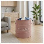 Cesto Organizador de Ropa Sucia con Manijas Plegable Redondo - Image 7