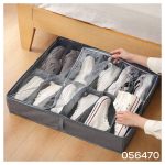 Organizador para Zapatos Bajo Cama con 12 Divisiones, Tapa, Visor, Cierre y Manijas