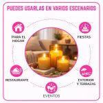 Set x3 Unidades de Velas LED con Control Remoto Símil Cera - Image 5