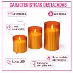 Pack x3 Unidades de Velas LED con Control Remoto Símil Cera - Image 3