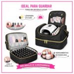 Maletín Organizador Esmaltes/Maquillaje de 2 niveles con Bolsillos y Correa Ajustable - Image 5