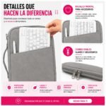 Estuche organizador para tablet con compartimentos con cierre resistente con bolsillo acolchado y velcro plus - Imagen 8