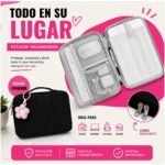 Estuche organizador para tablet con compartimentos con cierre resistente con bolsillo acolchado y velcro plus - Imagen 7