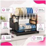 Organizador Secaplatos Doble Nivel Para Cocina Moderna - Imagen 8