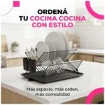 Escurreplatos Secaplatos Escurridor Plegable Negro Tijera - Imagen 9
