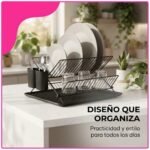 Escurreplatos Secaplatos Escurridor Plegable Negro Tijera - Imagen 6