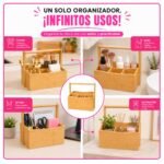 Organizador de Cubiertos y Utensilios con Asa y 4 Divisiones en Bambú - Imagen 6