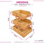 Frutero de Bambú Organizador para Cocina Con Tres Niveles - Imagen 3