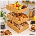 Frutero de Bambú Organizador para Cocina Con Tres Niveles