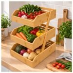 Frutero de Bambú Organizador para Cocina Con Tres Niveles - Imagen 10