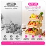 Frutero de Bambú Organizador para Cocina Con Tres Niveles - Imagen 8