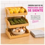Frutero de Bambú Organizador para Cocina Con Tres Niveles - Imagen 9