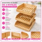 Frutero de Bambú Organizador para Cocina Con Tres Niveles - Imagen 5