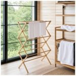 Tender de Ropa 3 Niveles Plegable Extensible en Bambú - Imagen 10
